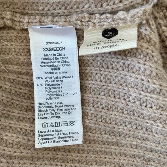 NWT Madewell Oversized Tipped Forrest V-Neck Wool Blend Sweater Tan Size XXS-S - Picture 8 of 12